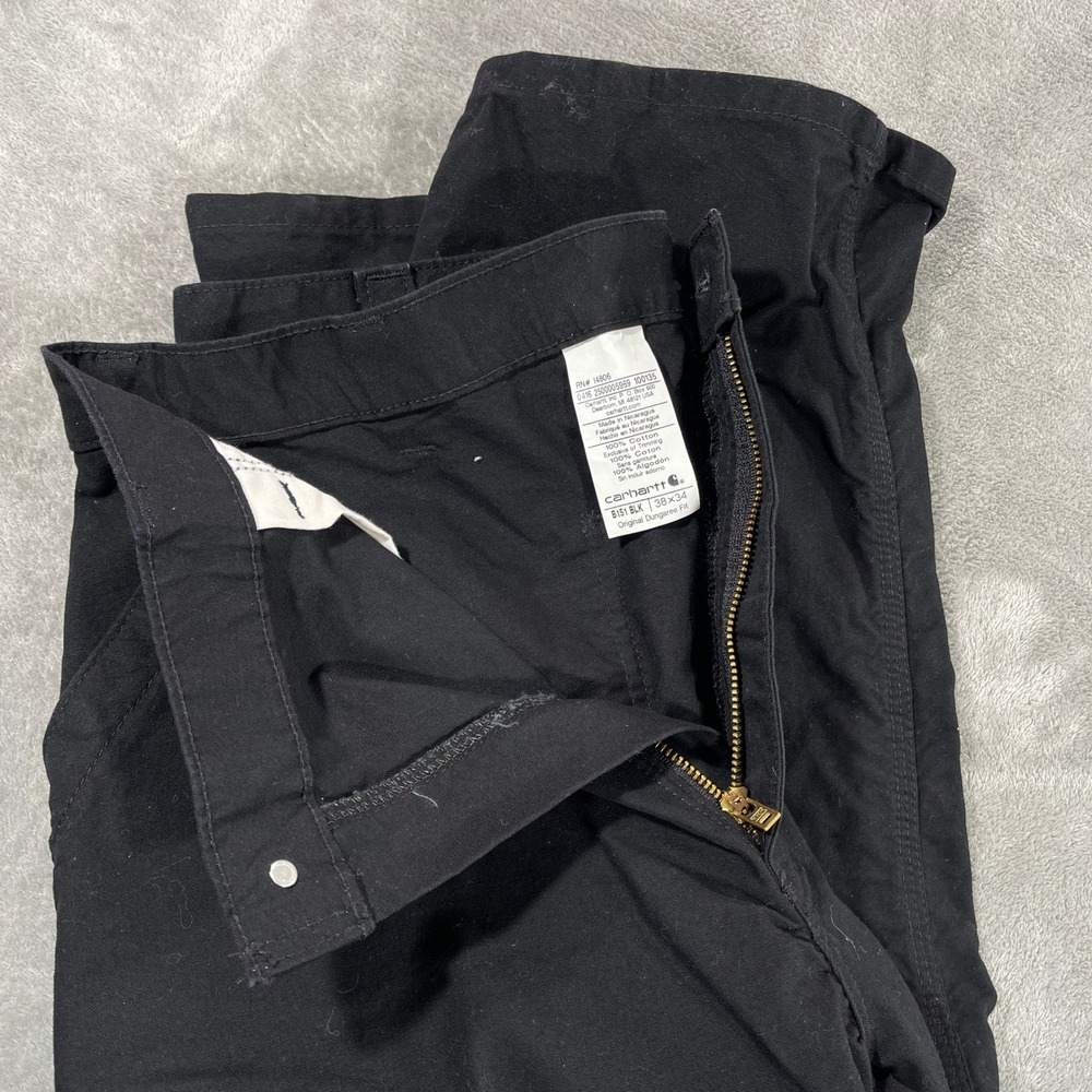 Carhartt Original Dungaree‎ Fit Men 38x34 Black B151 BLK Cotton Work Pants